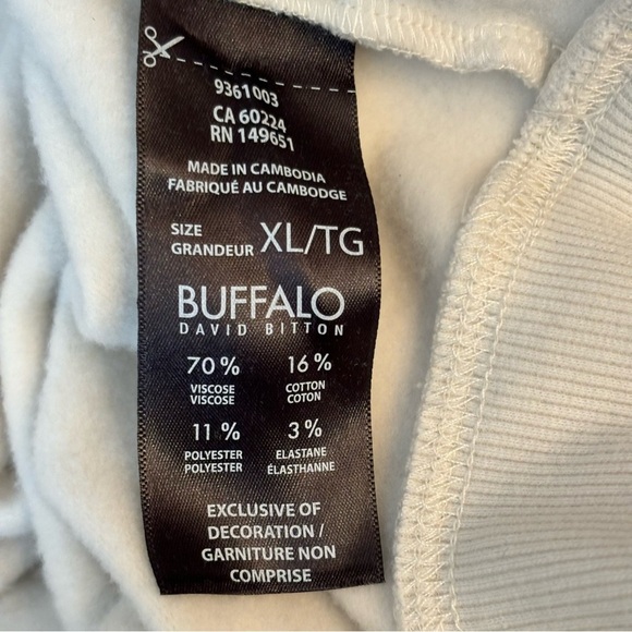 🛍️3/$30 Buffalo David Bitton women’s white hooded pullover sweatshirt size XL - Picture 5 of 7